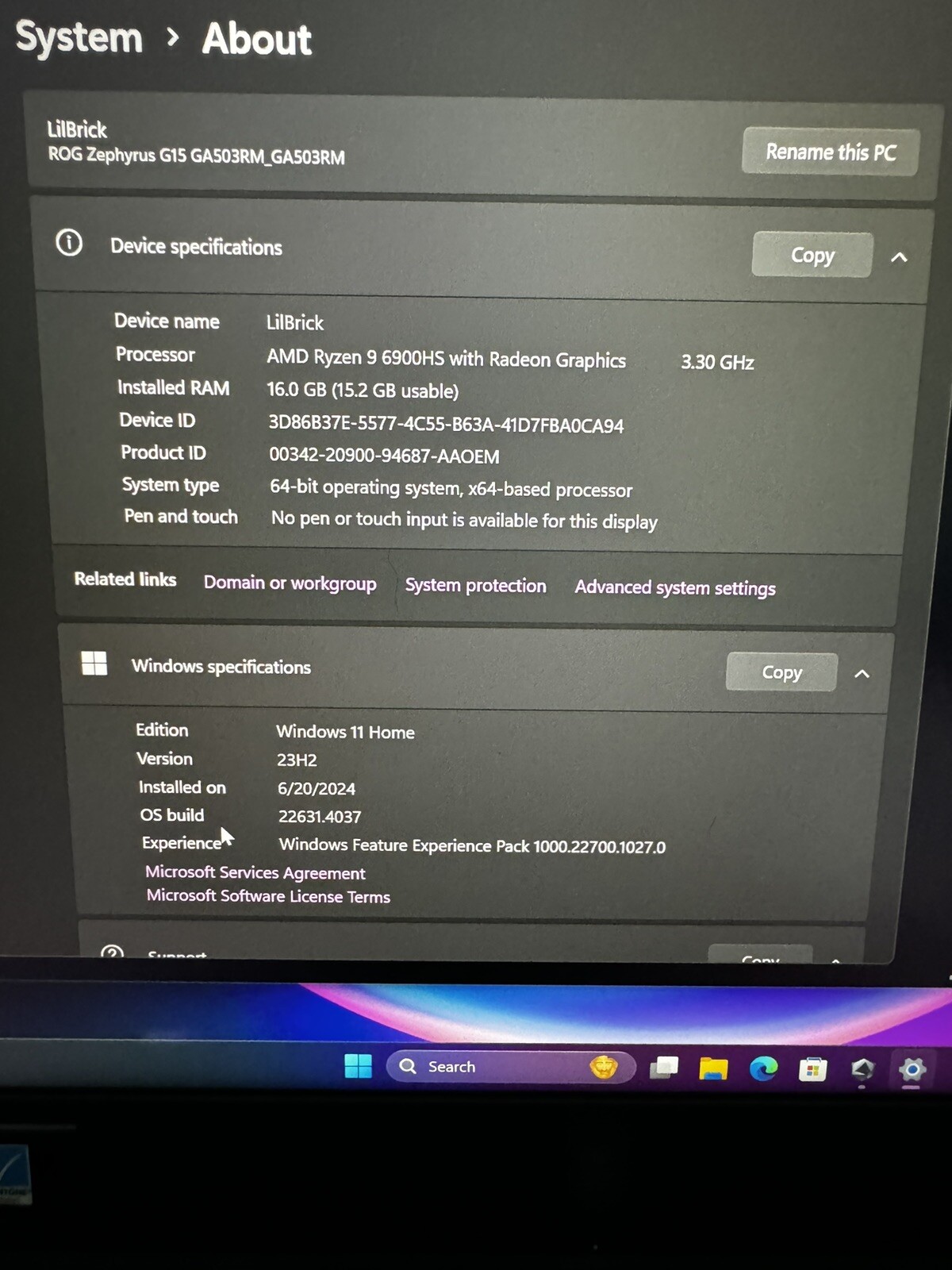 ROG Zephyrus G15 W/3060.