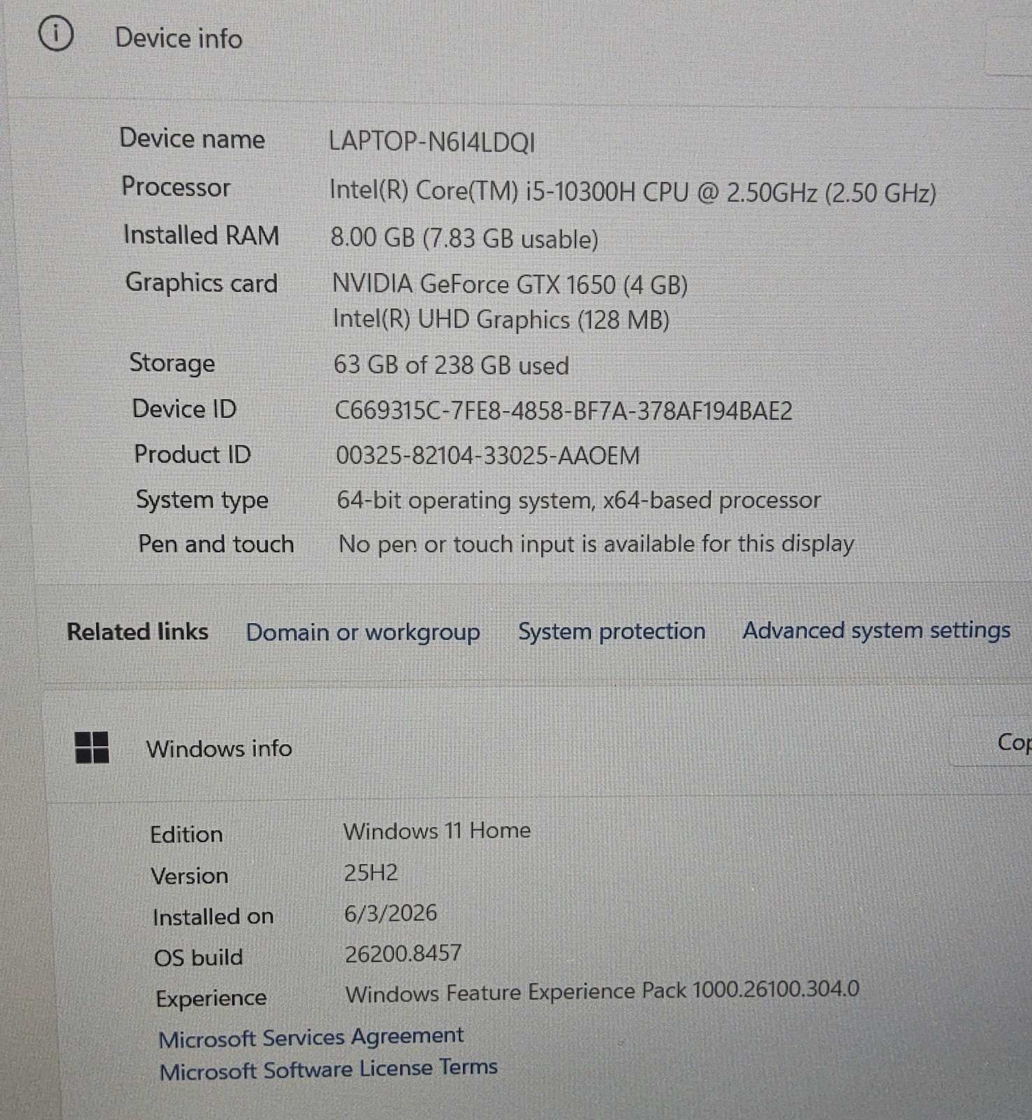 Acer Nitro 5 Gaming Laptop Intel Core I5 N20c1 8GB RAM 256GB SSD 15.6 Inch