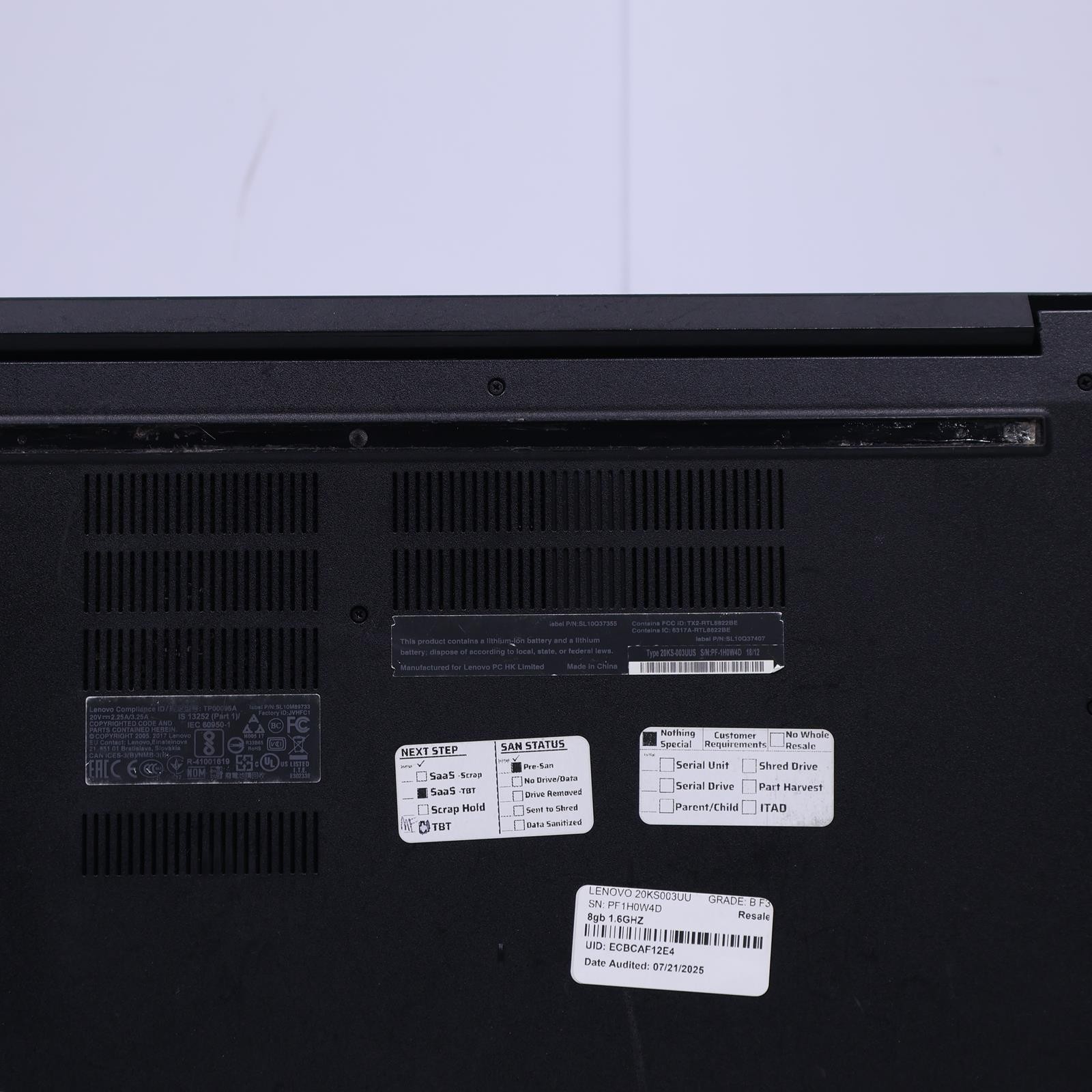 Lenovo Thinkpad E580 Intel Core i5 8th Gen 8GB RAM No Drive/OS/Battery Laptop