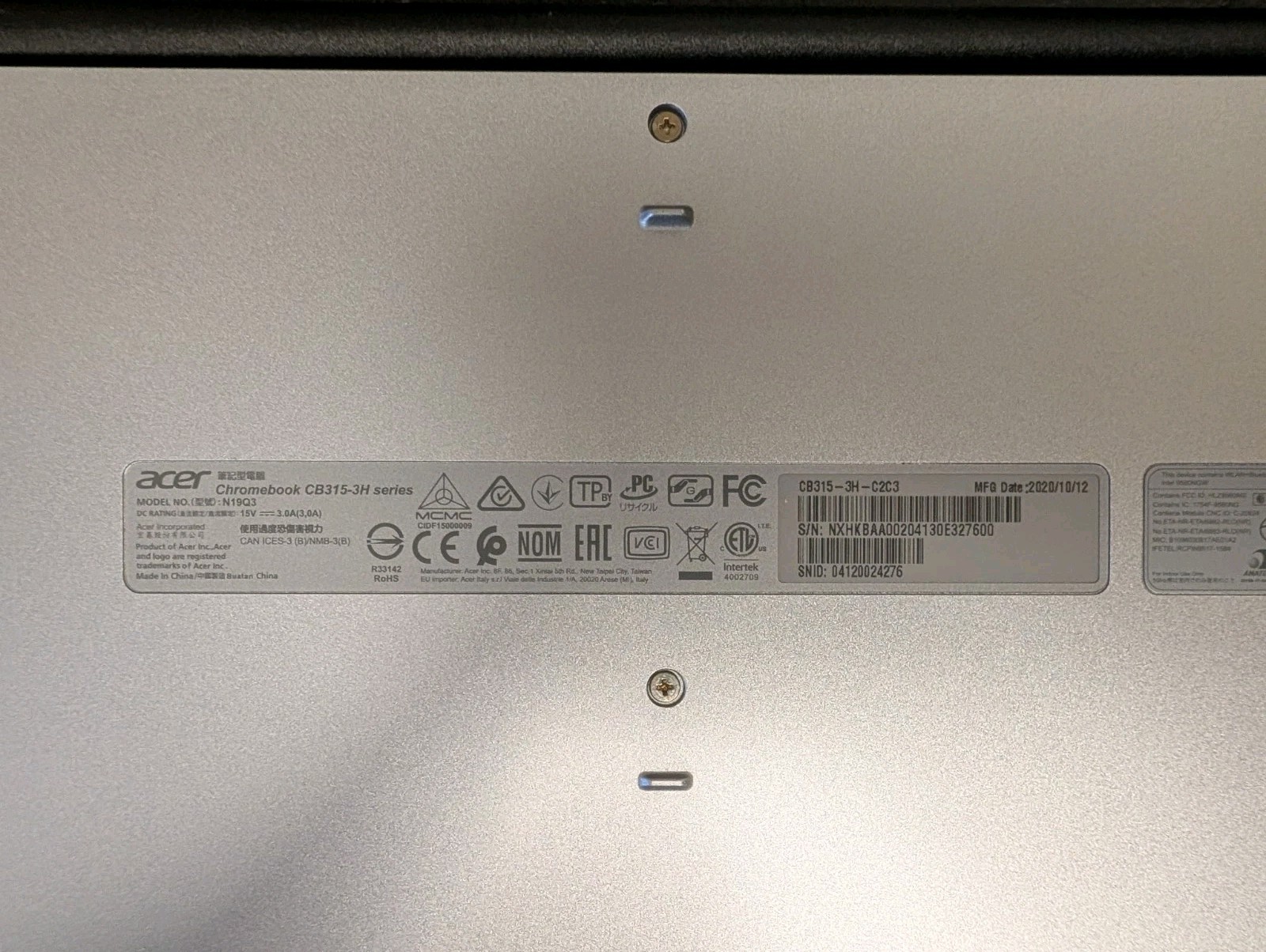 Acer Chromebook CB315-3H series N19Q3 15.6″