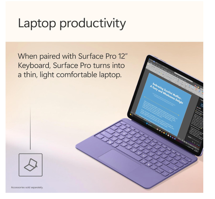 Microsoft Surface Pro 12” 2025 Snapdragon X Plus 16GB RAM 512GB SSD Violet