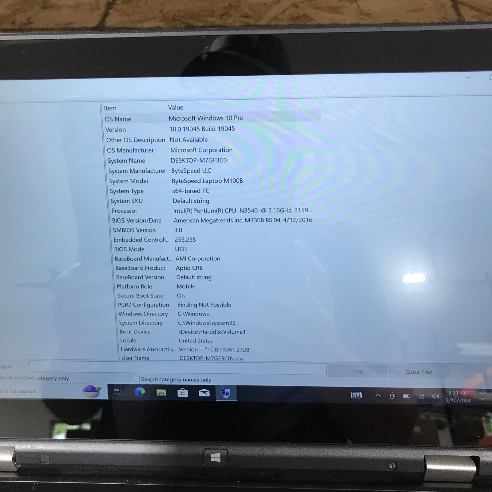 Bytespeed M100B 15.6″ Laptop Pentium N3540 4GB RAM 128GB SSD Win 10 Touch H346