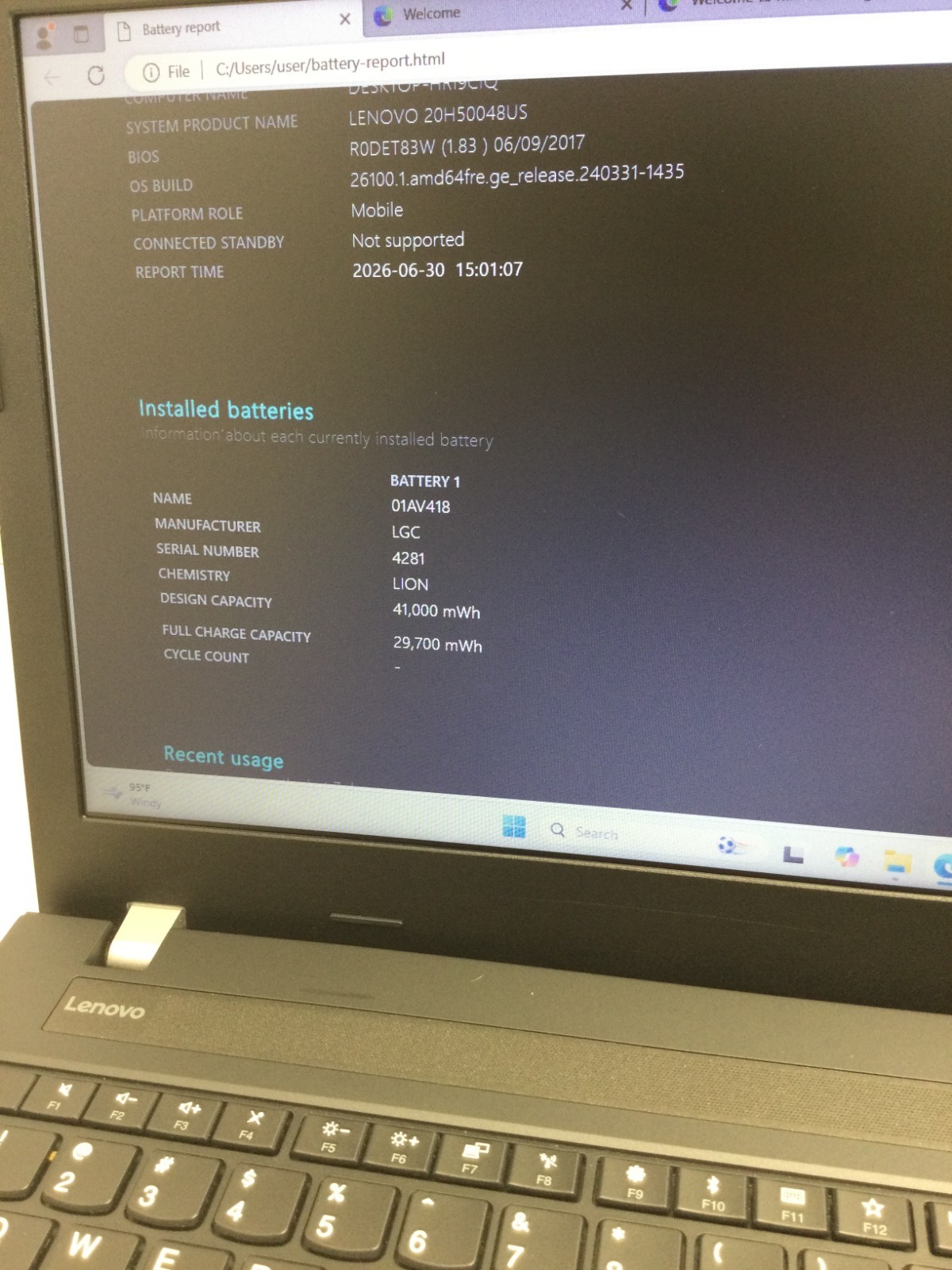 Lenovo ThinkPad E570 15.5″ i5-7200U 2.50GHz 16GB RAM 256GB SSD WIN 11 PRO