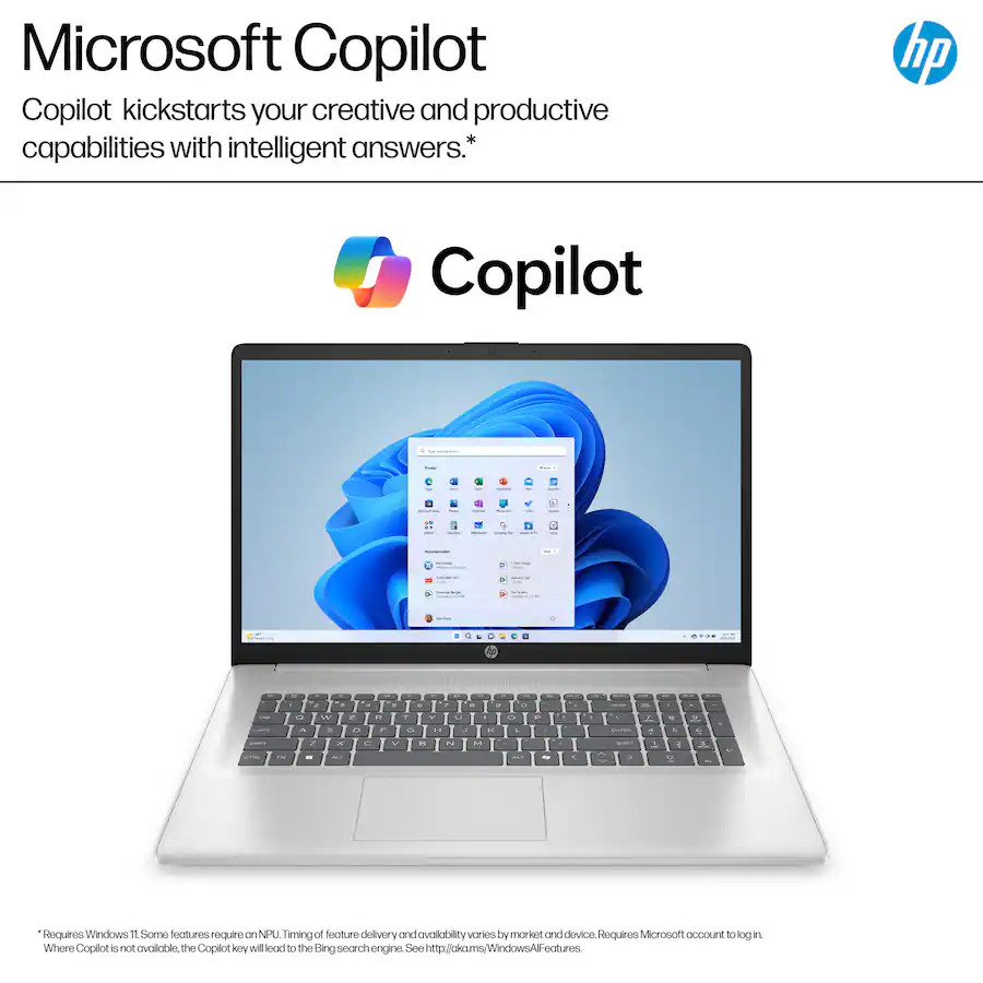 New HP 17.3″ FHD AMD Ryzen 5 7520U/8GB/512GB SSD 17-cp2025dx Silver Laptop