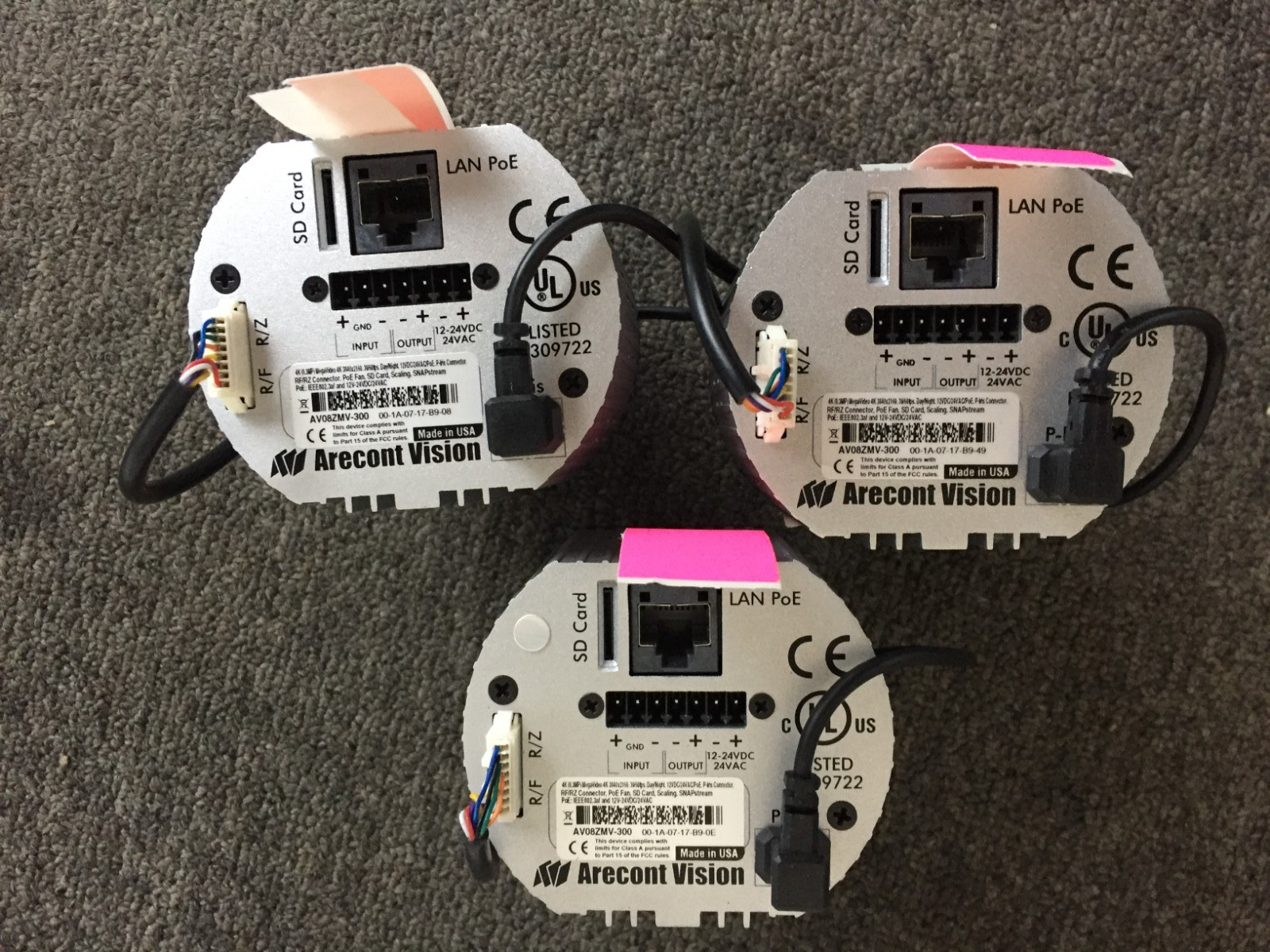 Lot of 3 Arecont Vision AV08ZMV-300 4K for parts/repair- Read