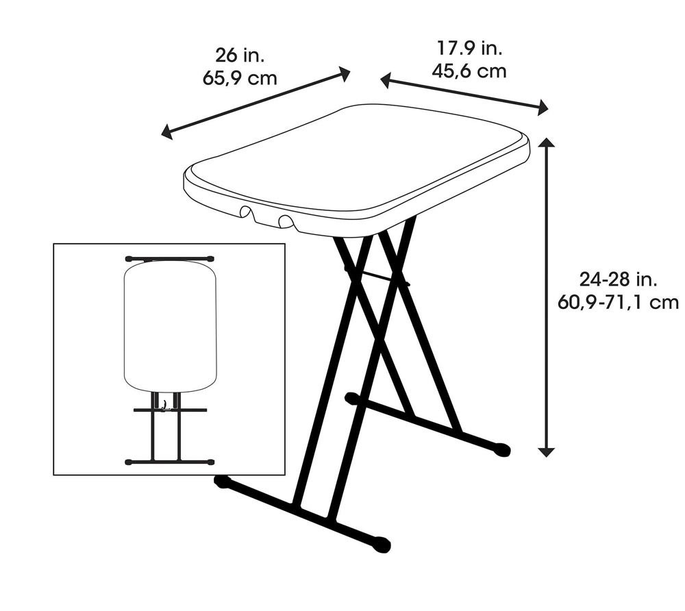 LIFETIME 80251 Adjustable Folding Laptop Table TV Tray 26″ White Granite