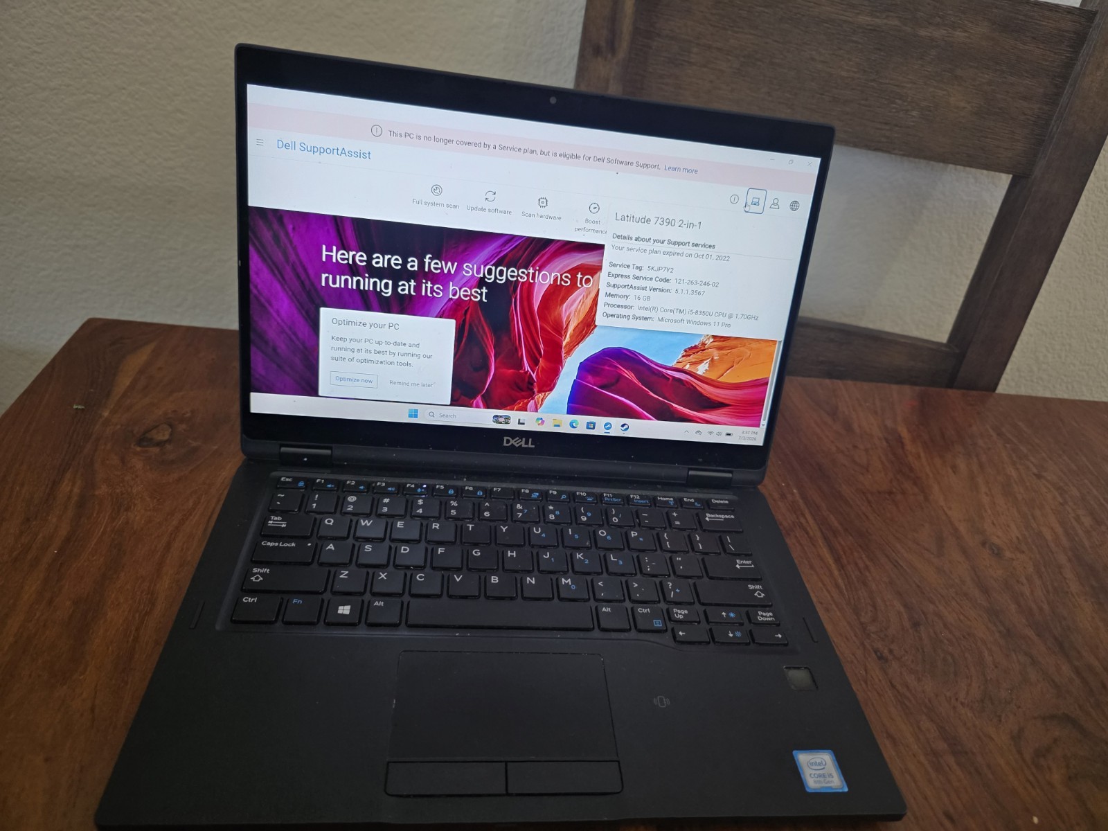 Dell Latitude 7390 2-in-1 i5-8350U 13.3″ Touch Win 11 Pro 16GB Ram 500GB SSD