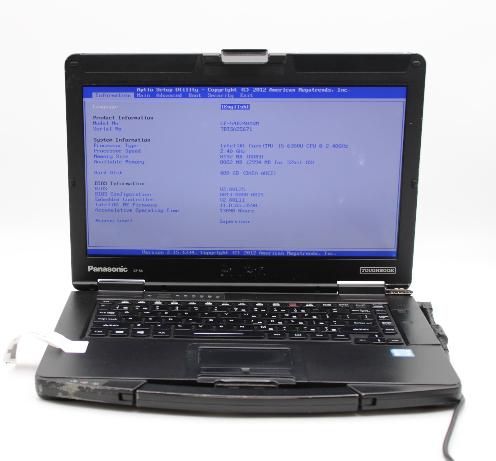 Panasonic ToughBook CF-54 MK2 _ i5-6300U _ 8GB / 480GB _ No OS / Batt