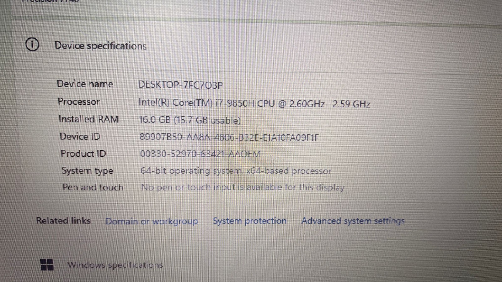 Dell Precision 7740 17.3 inch (512GB, Intel Core i7 9th Gen., 2.60GHz, 16GB)…