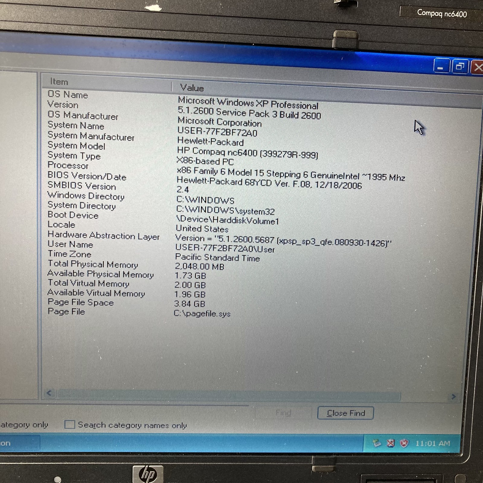 HP Compaq NC6400 14.1″ Laptop Intel Core 2 Duo 2GB 40GB SSD Windows XP Pro SP3