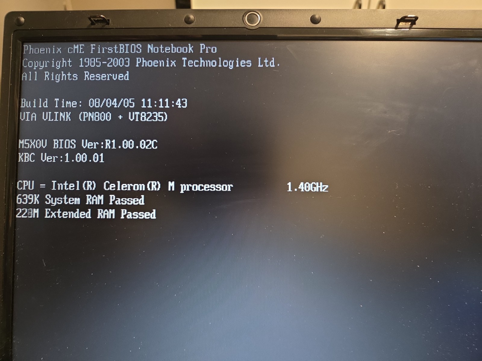 Terra Anima 2100 Retro Laptop Clevo M55V Celeron M BIOS Boots