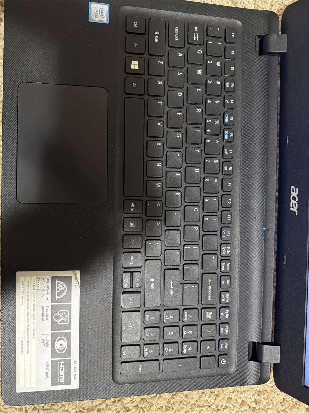 Acer Aspire ES 15 I3-7100U, Intel HD Graphics 620, Up To 4158 MB, 8gb DDR4
