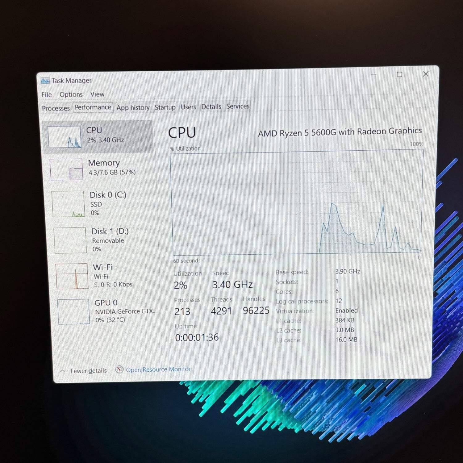 HP Omen 25L PC Ryzen 5 5600G 3.90GHz 8GB RAM 512GB SSD GeForce GTX 1660 Super