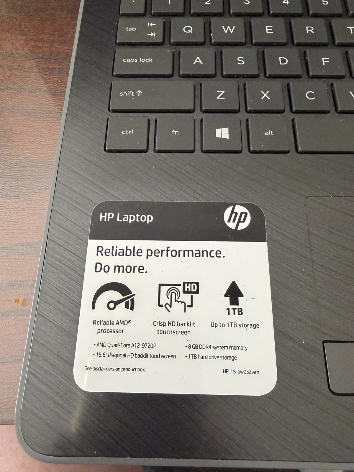 HP 15-bw0xx 15.6in Laptop AMD A12-9720P 8GB 1TB HDD Touch Win10 Gray AC