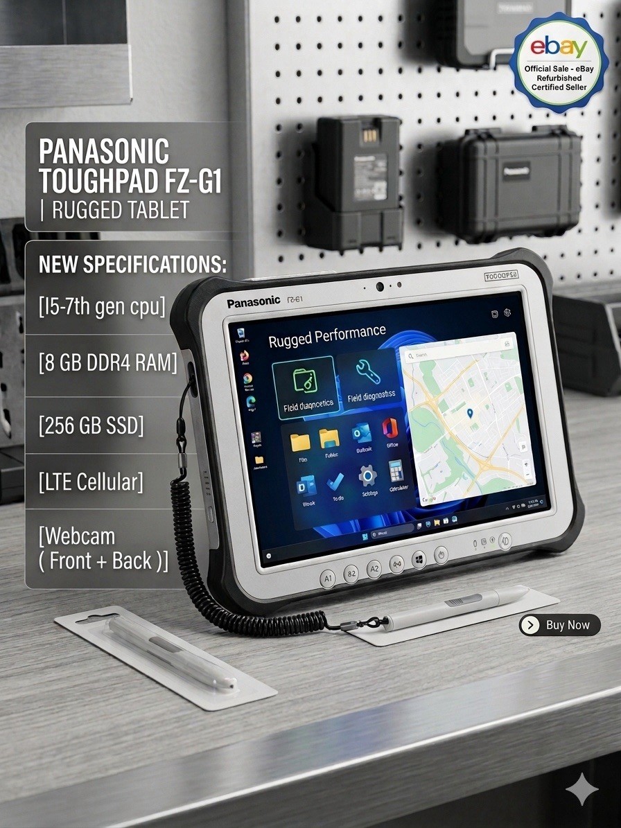 Panasonic Toughpad FZ-G1 MK5 i5 7th 2.60GHz 8G RAM Dual Touch Win 11 Pro