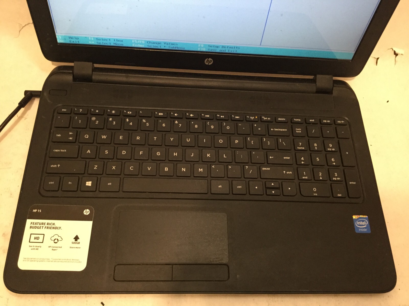 HP 15-f033wm / Intel Celeron N2830 @ 2.16GHz / (NO STORAGE or MEMORY) -MR