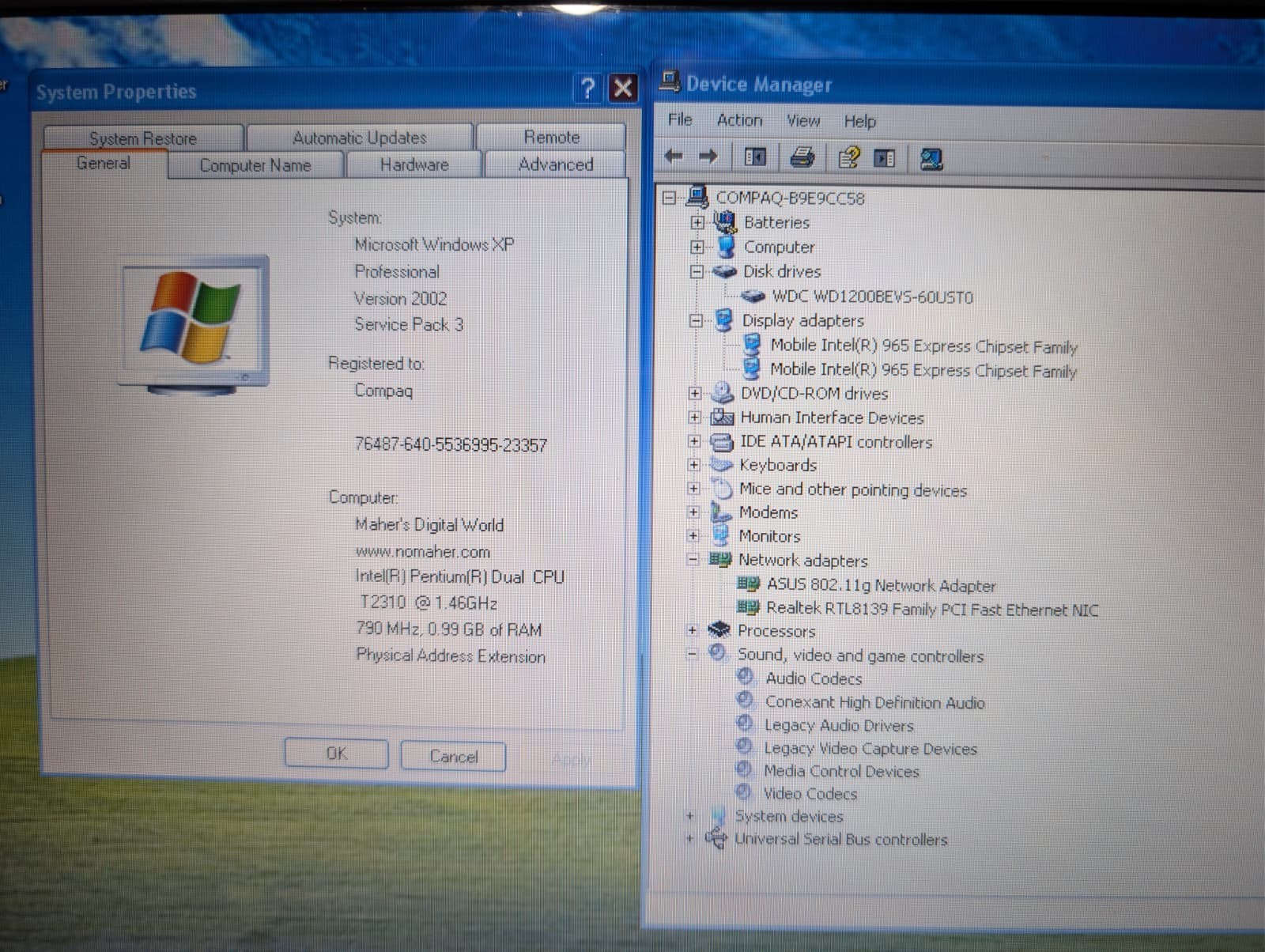 15″ Compaq Presario C700 | Pentium T2310 1GB RAM 120GB HD | Win XP 32-Bit | DVD
