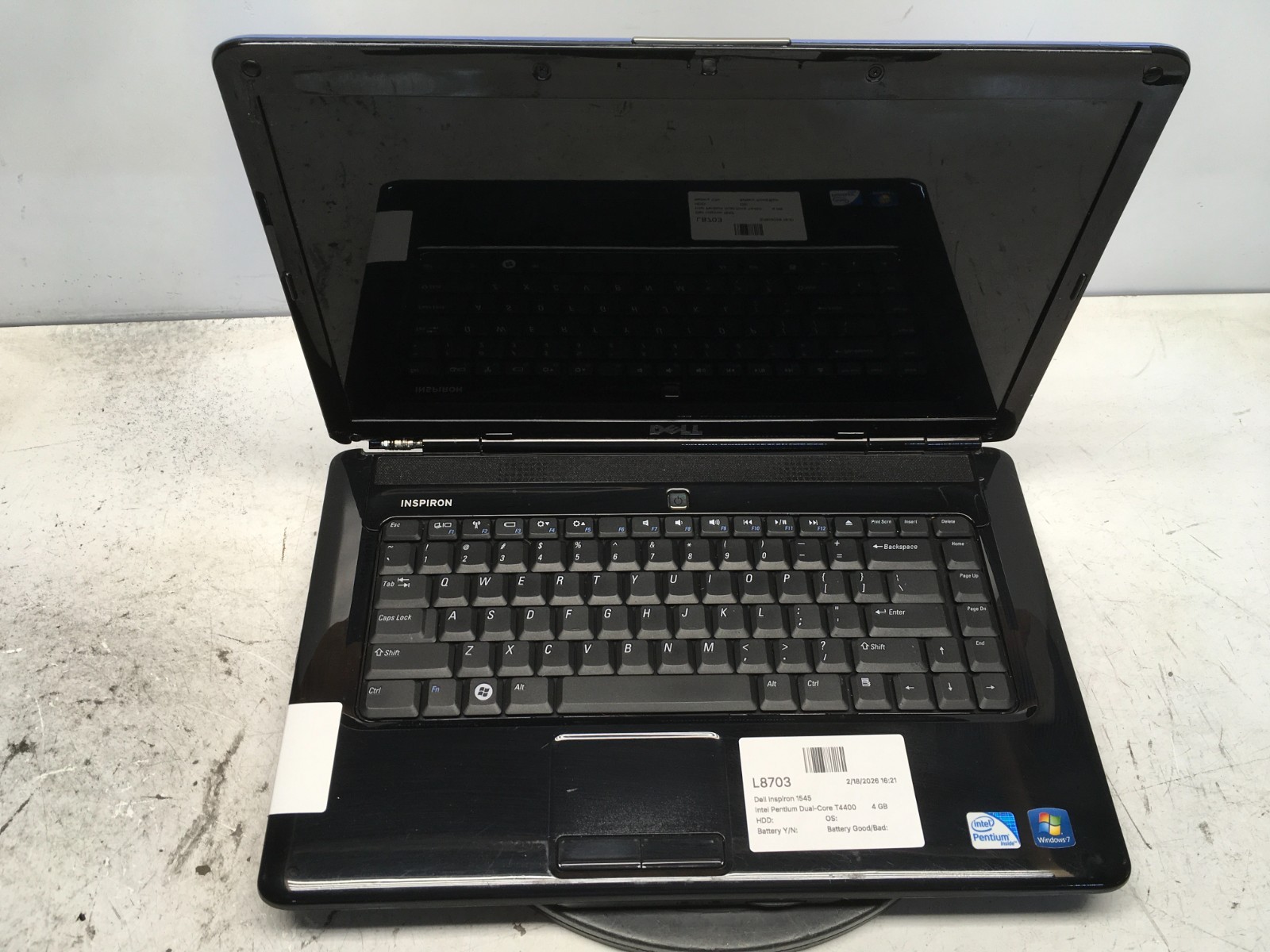 Dell Inspiron 1545 Intel Pentium Dual-Core T4400 2.2GHz 4 GB NO HDD