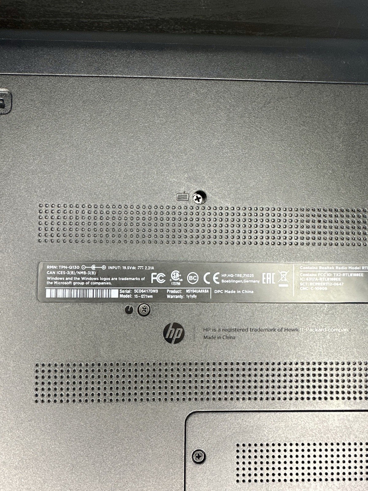 HP Notebook – 15-f271wm Laptop (Untested)