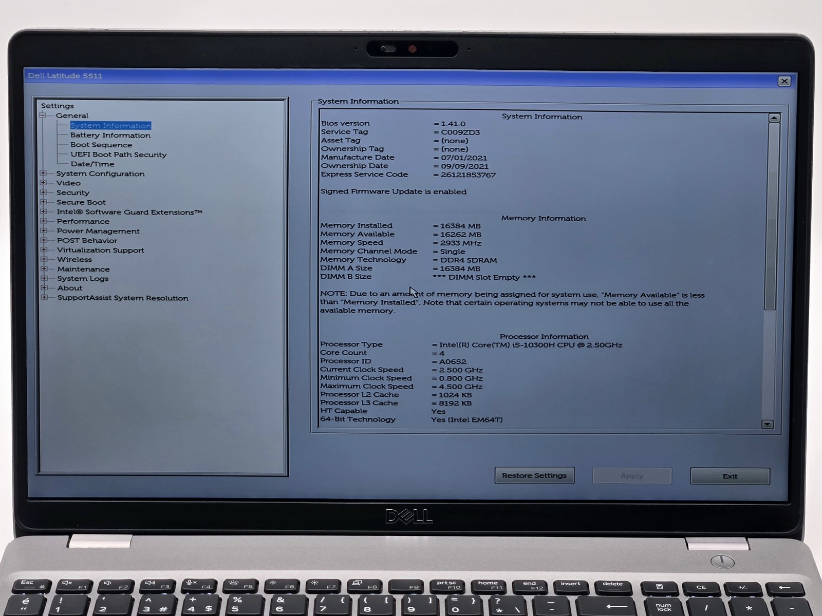 Dell Latitude 5511 15″ FHD Touch I5-10300H 256GB 16GB W11P Backlit Warranty