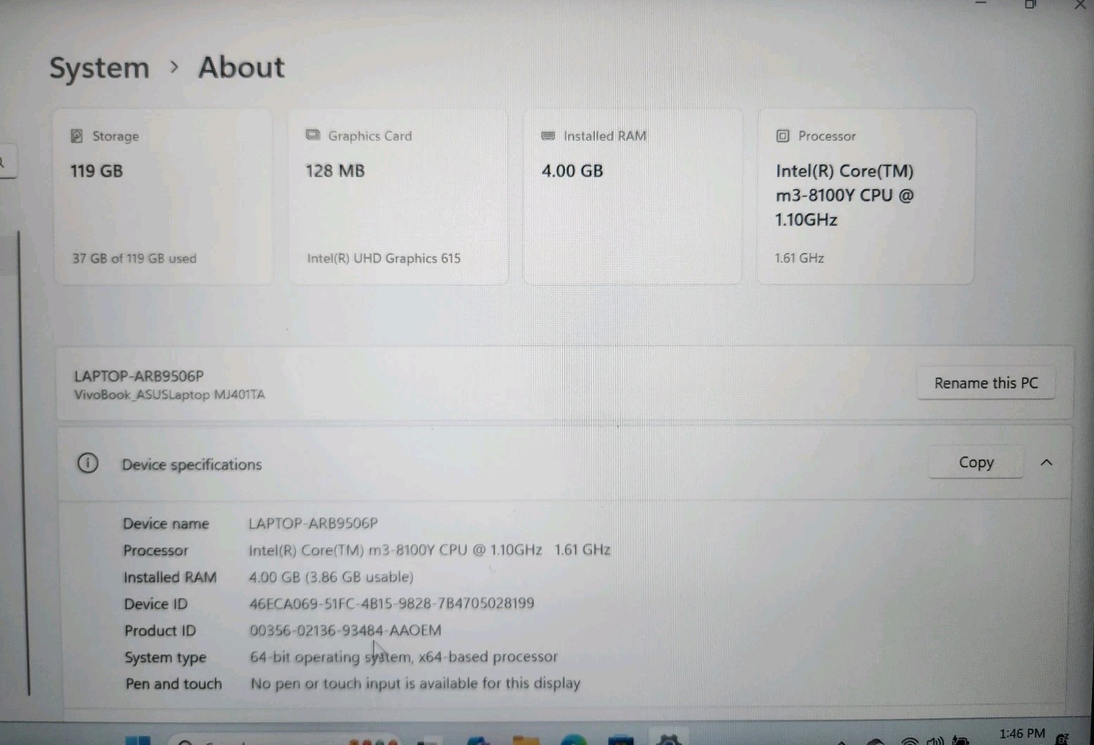 ASUS ImagineBook MJ401TA 14″ FHD Intel M3 8100Y, Pre-owned, Sleeve & 2 Chargers