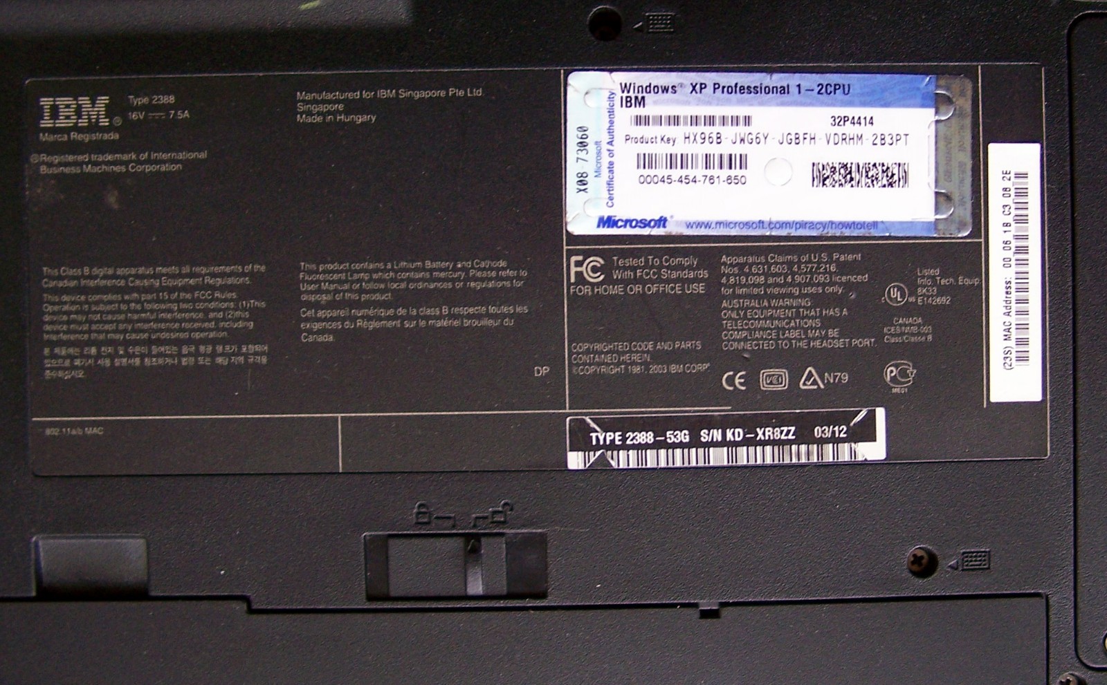 Rare IBM Laptop G-40 Type 2388 Intel-P4 3.0GHz 504MB 60GB Parallel Floppy (x a t