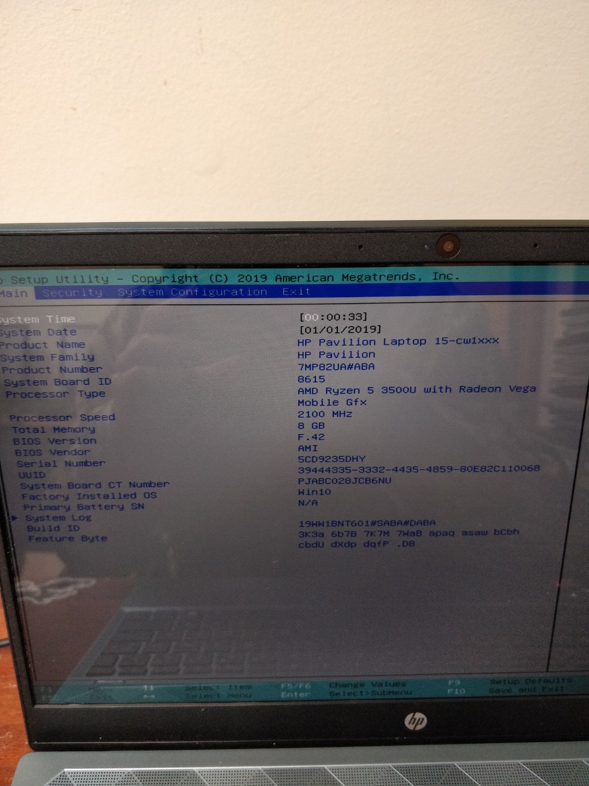 HP Pavilion 15-CW1068WMAMD RYZEN 5 3500U@2.10GHz 8GB RAM NO DRIVE PARTS 8937