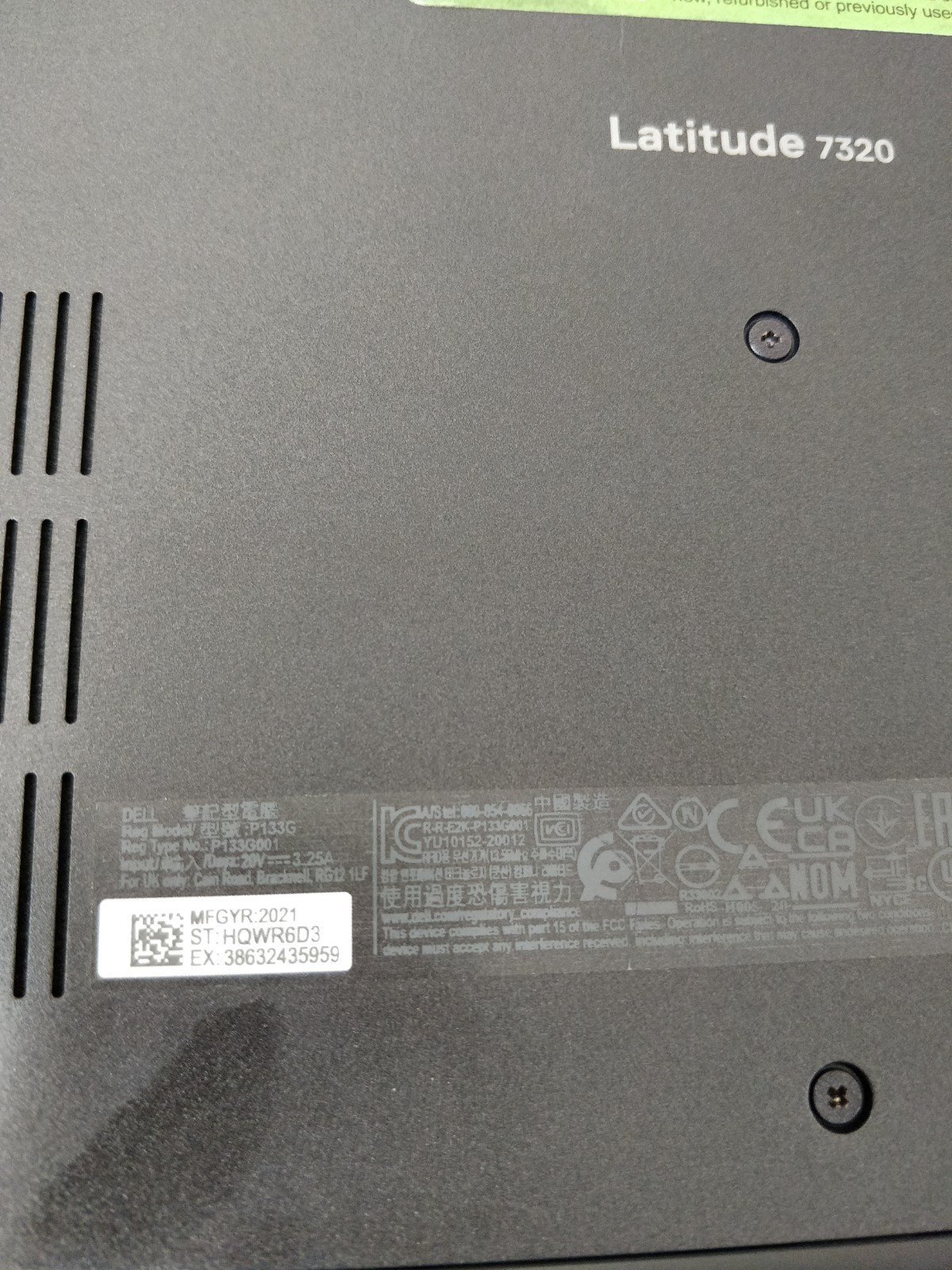 Dell Latitude 7320 I5 8GB RAM NO DRIVE PARTS 8976