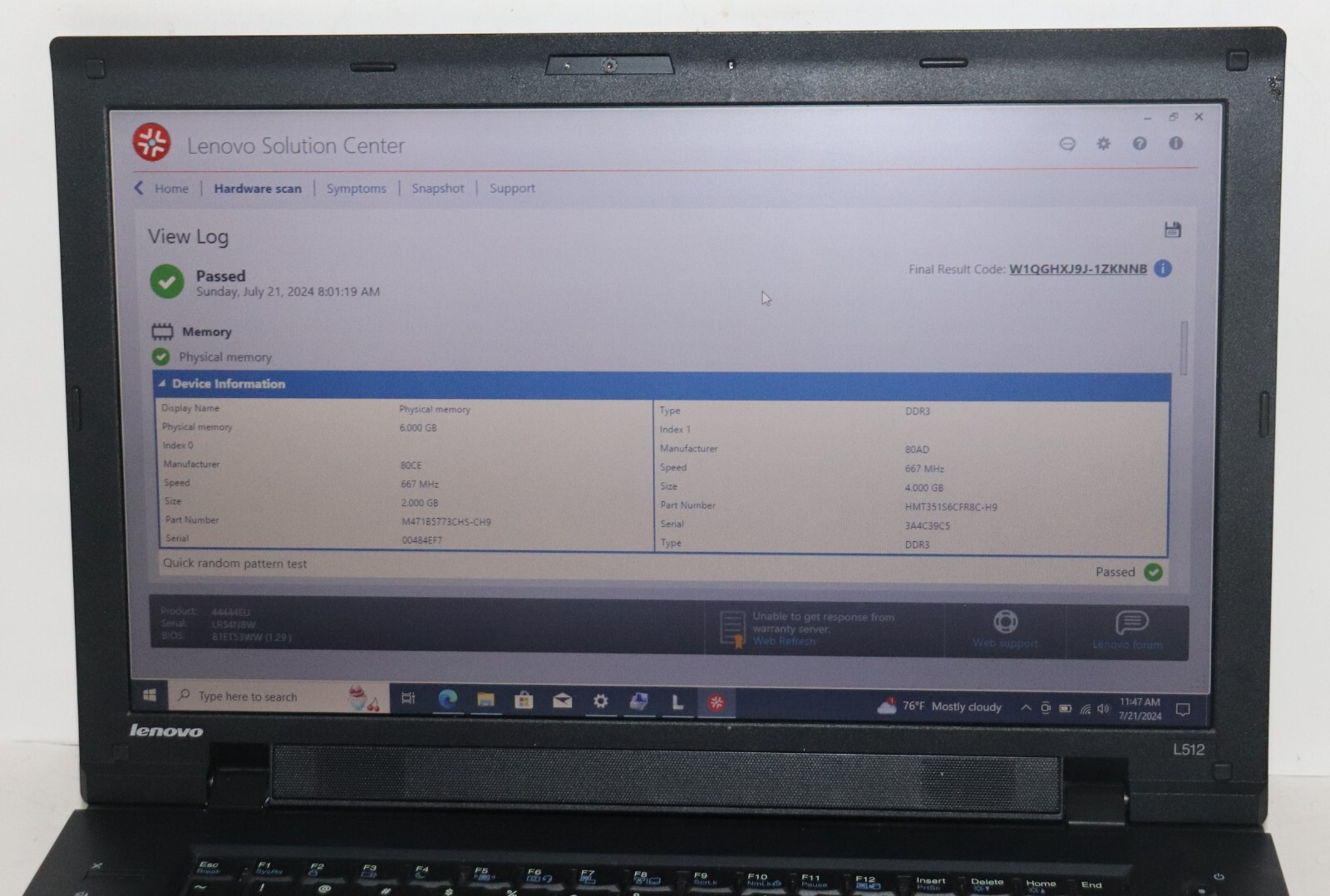 Lenovo ThinkPad L512(i3,128GBSSD, 2.40GHz, 6GB, WIN.10 PROF, WIFI READY)Webcam