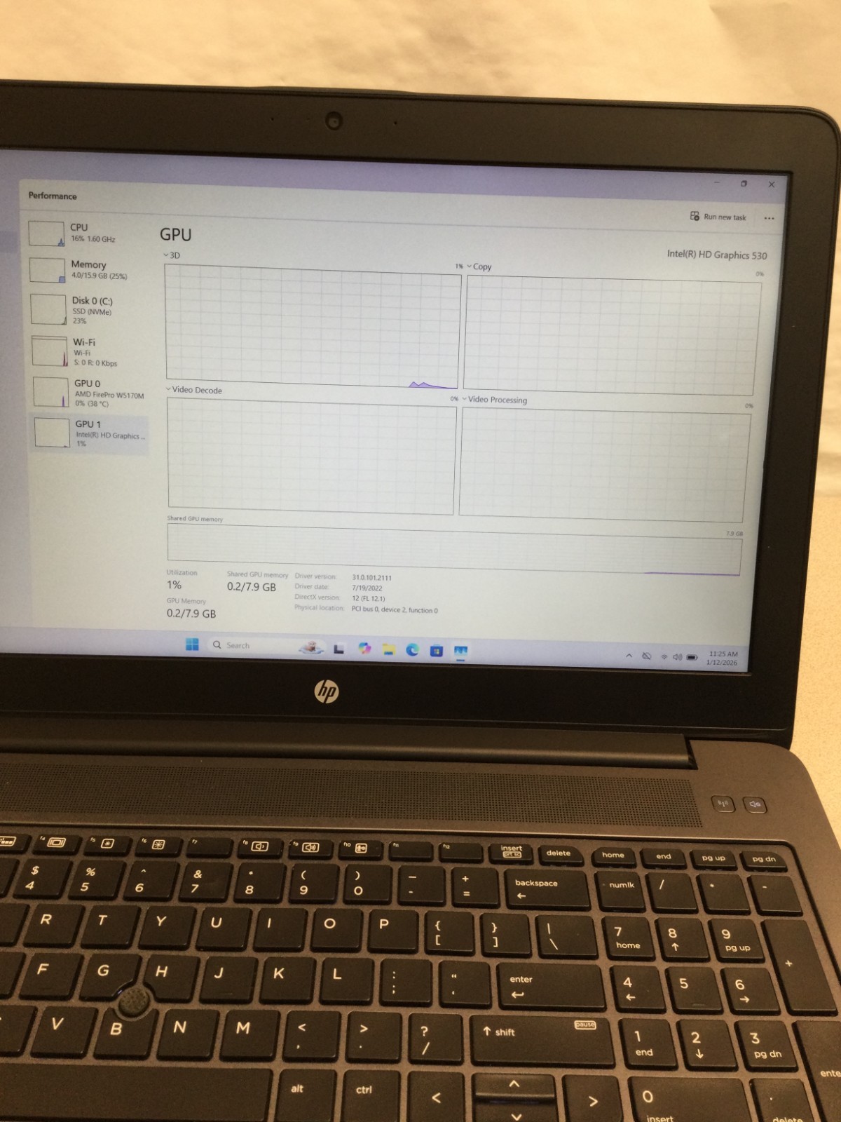 HP zbook 15 g3 core i7 6th gen cpu 2.60 ghz 15.6” 16GB RAM 256 GB SSD *READ*