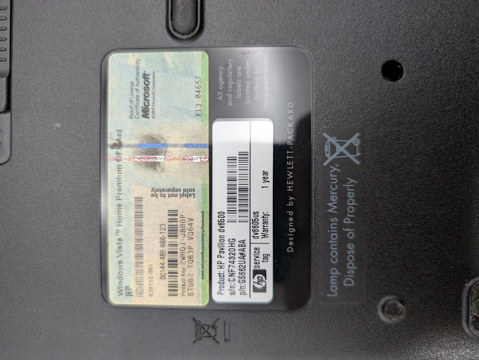 HP Pavilion dv6500 AMD Athlon Dual Core TK55 1.8GHz 1 GB RAM NO HDD NO BATTERY