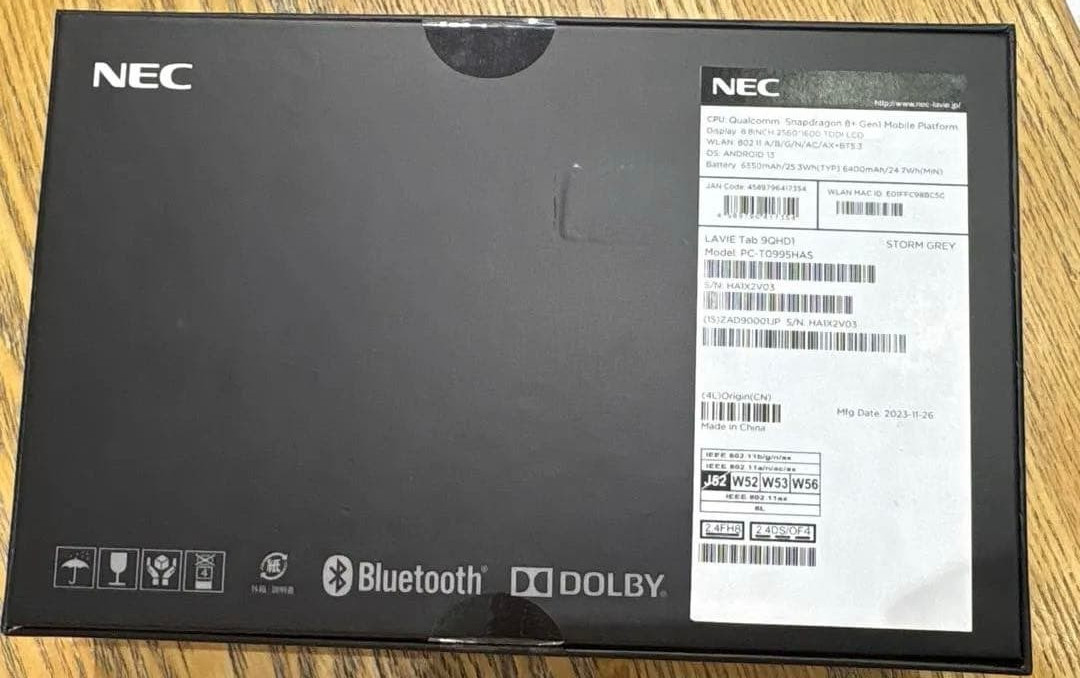 NEC LAVIE Tab T9 PC-T0995HAS 8.8″ 8GB 128GB Android 13 Wi-Fi Tablet Gray Unused