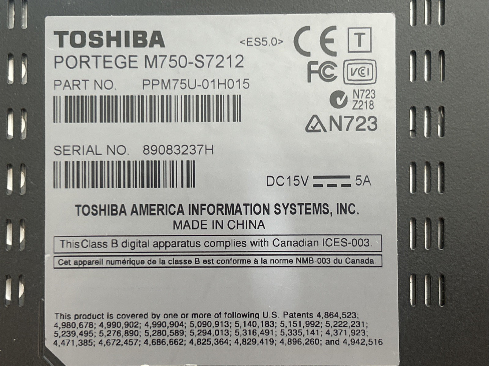 Toshiba Portege M750-S7212 12.1 LCD Touchscreen Tablet C2D 2.4Ghz 2GB 160GB