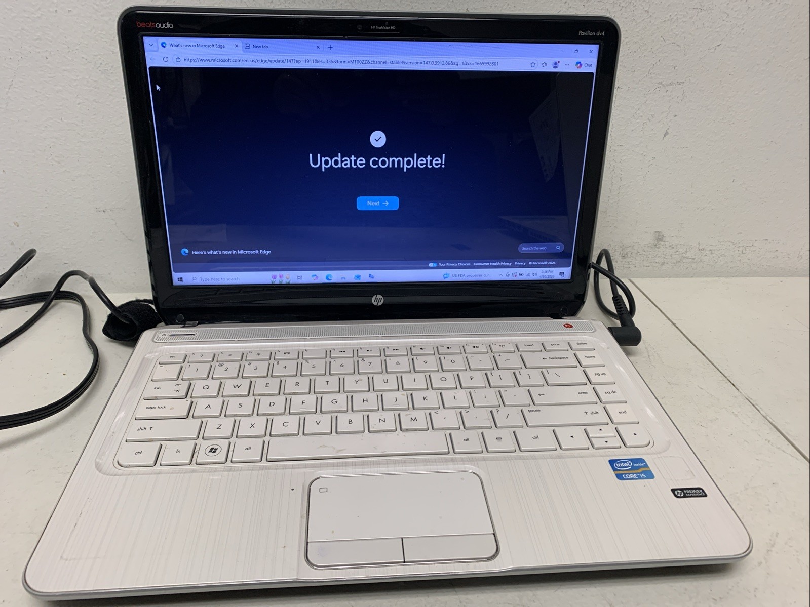 HP Pavilion Dv4-5113D i5-3210M 2.50ghz 8GB 750gb Hdd Wind 10 Home Need Battery