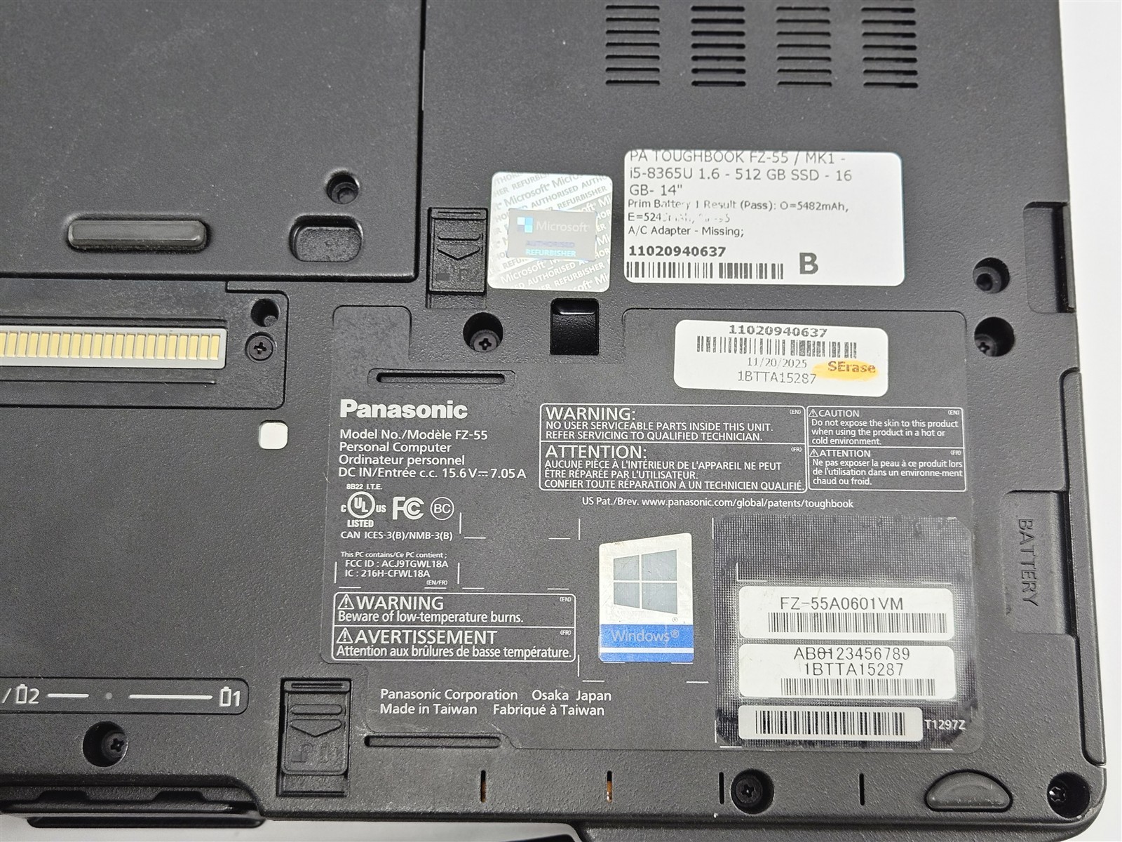 Panasonic Toughbook FZ-55 MK1 Intel Core i5-8365U 16GB 512GB SSD 14″ HD Webcam