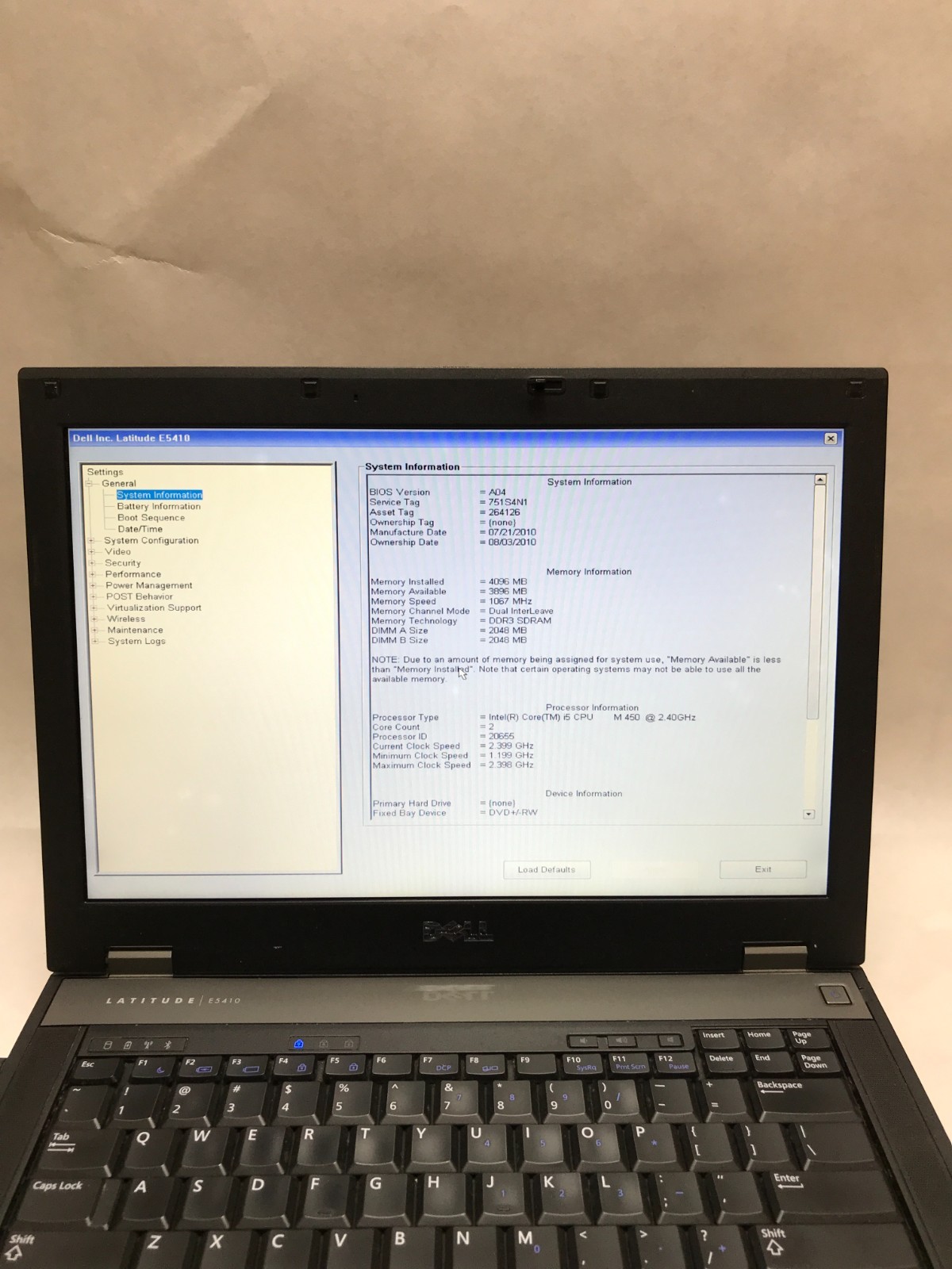 Dell Latitude E5410 14″ Intel Core i5 4GB RAM NO HDD/OS For Parts READ DESC – DW