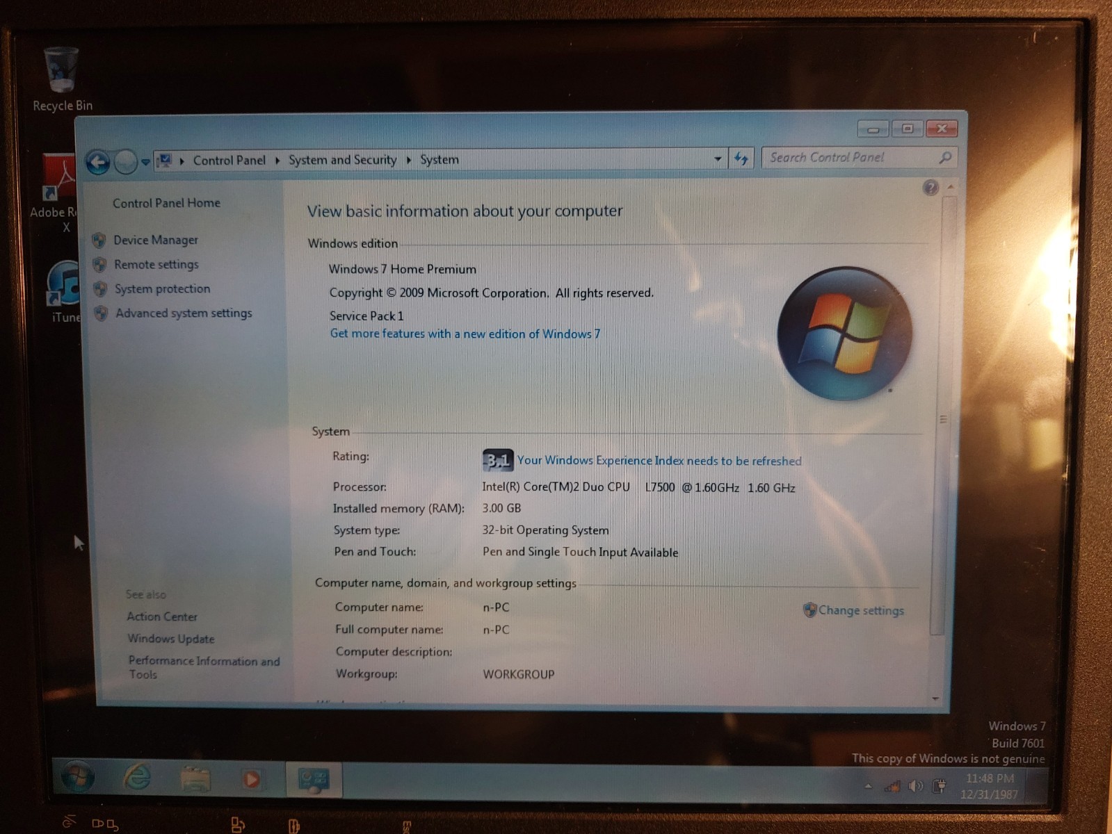 Lenovo X61 ThinkPad L7500 Core 2 Duo CPU + ULTRABASE LENOVO renewd