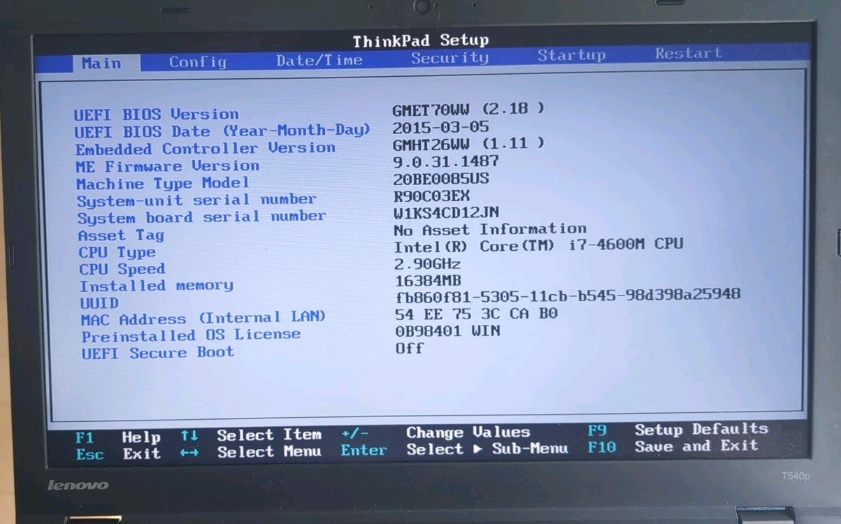 Lenovo ThinkPad T540p Intel Core i7 4600M 16Gb 2.9GHz 15.6in No OS – Power Cord