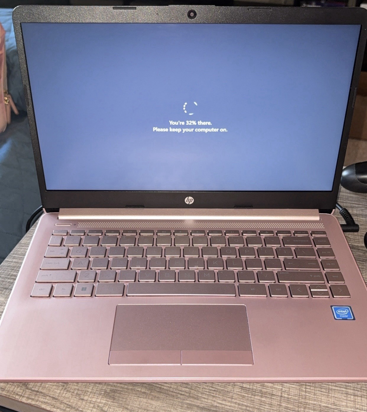 HP Pink Rose Gold Notebook Laptop with Intel Processor and Integrated Graphics