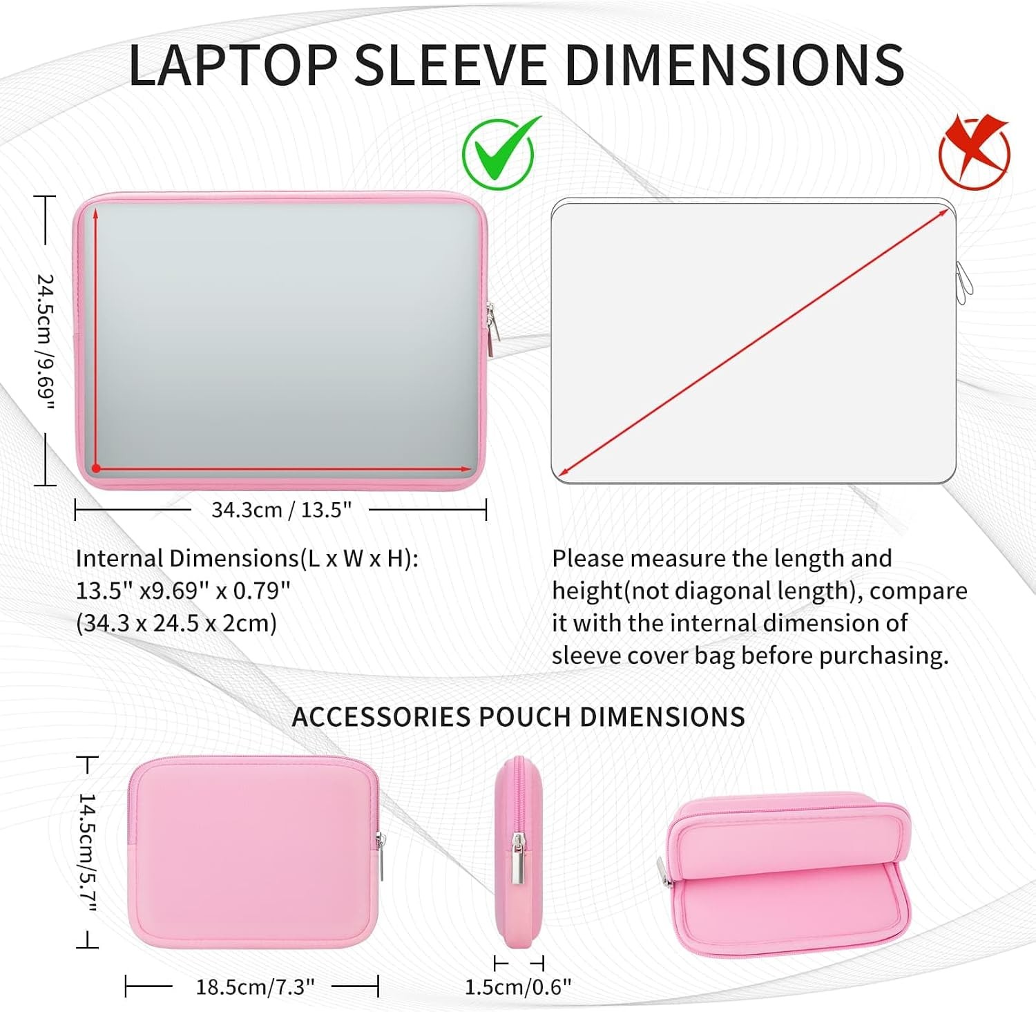 14 Inch Laptop Sleeve Case Protective Soft Padded Zipper Cover for 14″ Notebook