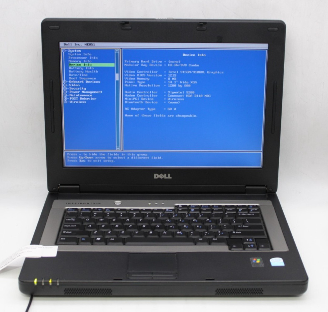 Dell Inspiron B130 Celeron M@1.6GHz 1GB RAM NO Storage/OS *PARTS/REPAIR*READ*