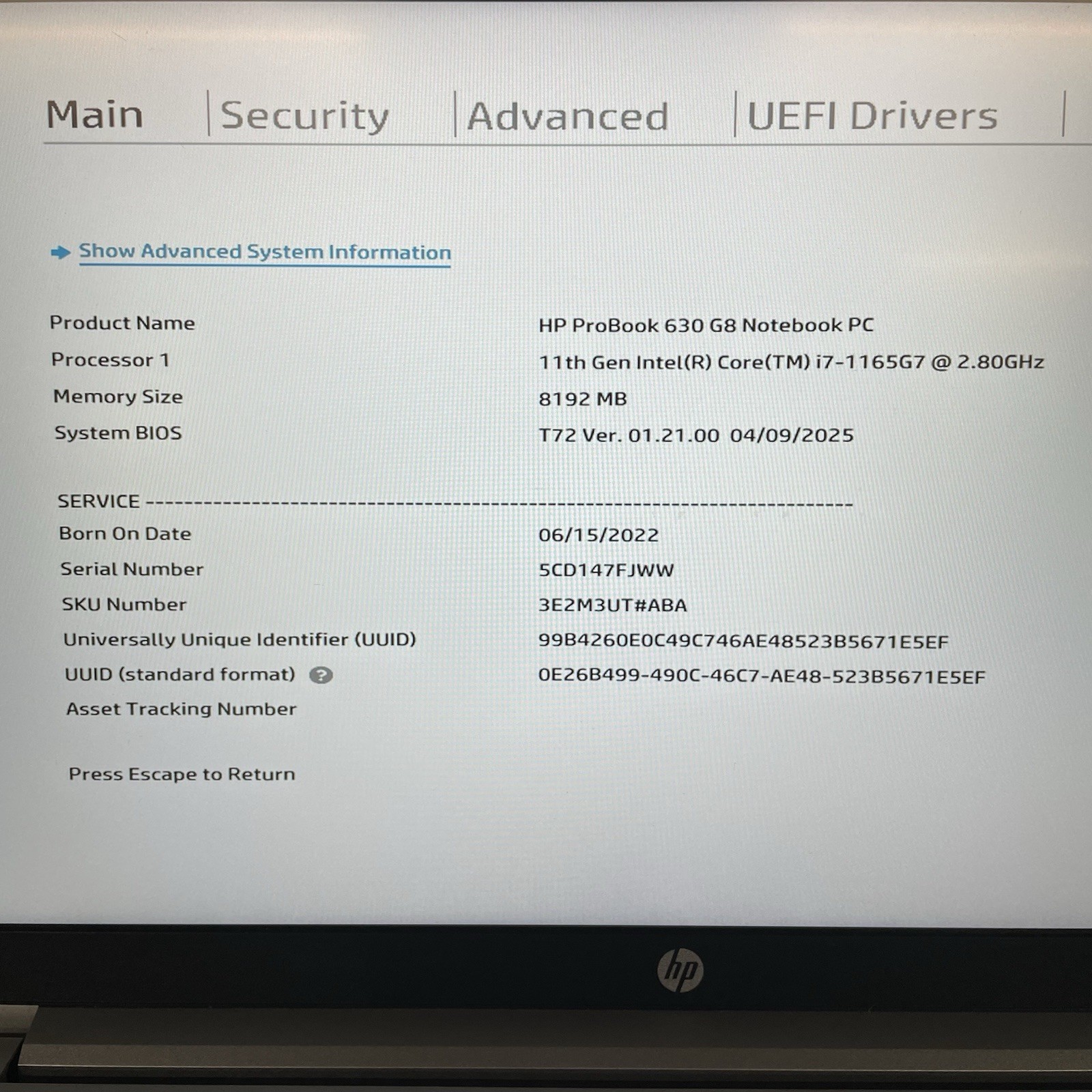 HP ProBook 630 G8 13.3″ i7-1165G7 2.80 GHz 8 GB RAM No SSD/OS/AC