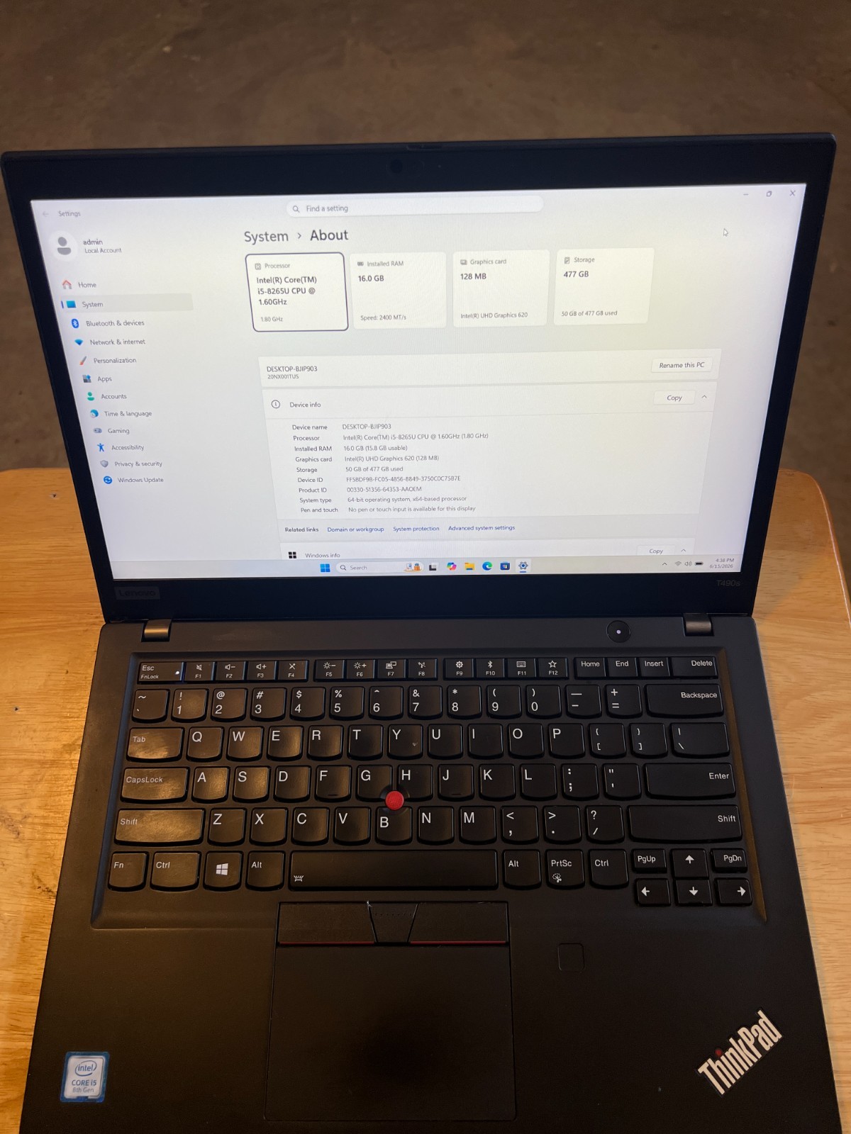 Lenovo ThinkPad T490s | Intel Core i5-8265U | 14″ FHD | Windows 11 | 16GB DDR4