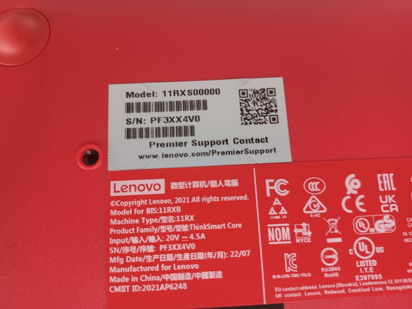 LENOVO THINKSMART CORE I5-1145G7E 3.60 GHZ 8GB RAM 256 GB SSD