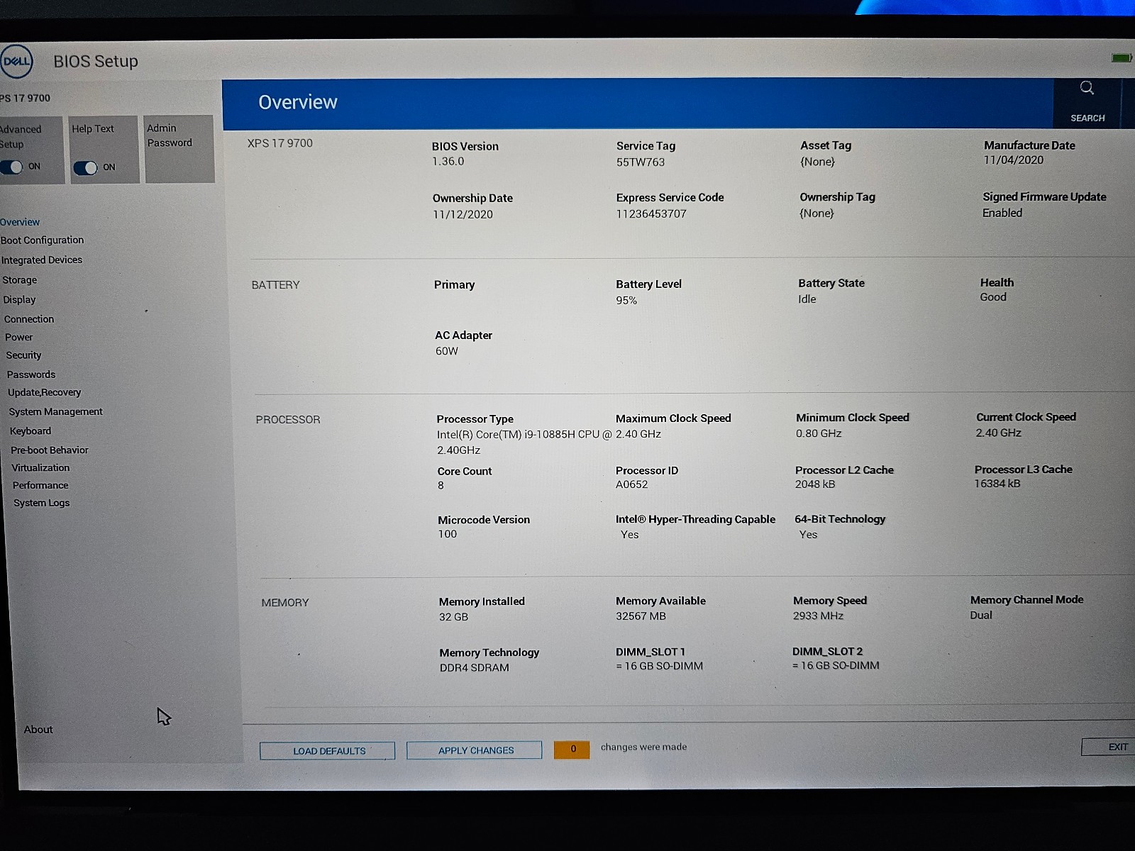 dell xps 17 9700 i9 10885h 32gb rtx 2060