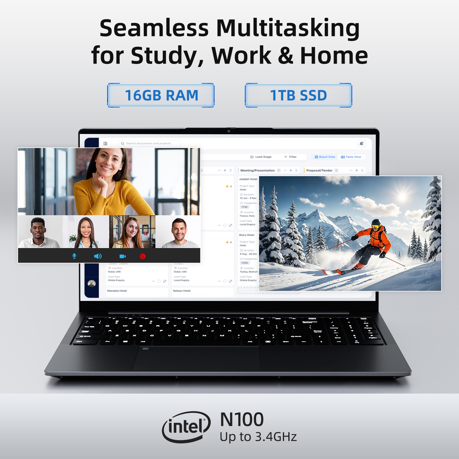 15.6 IPS FHD Laptop Intel Pentium 12th Quad Core N100 Backlit Kb Win11 16GB 1TB