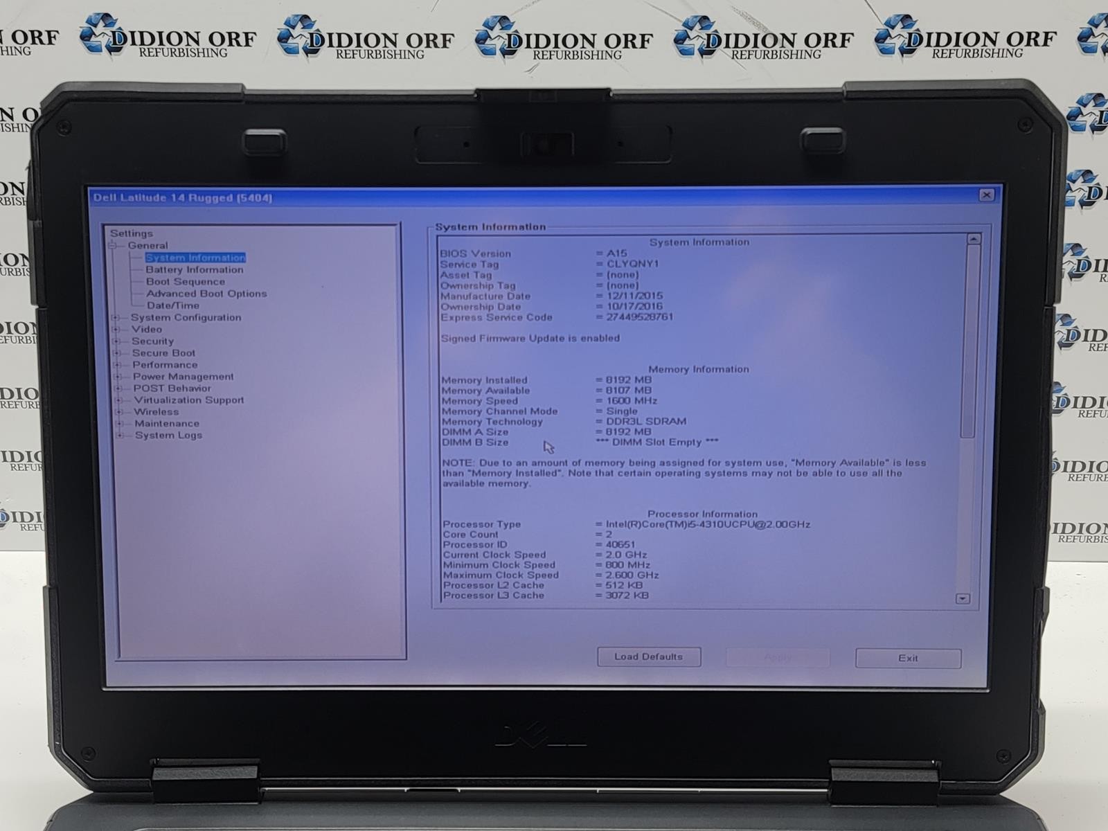DELL Latitude 14 Rugged i5 4310U 2.00GHz 8 GB RAM NO HDD/SSD NO OS SKU 25725
