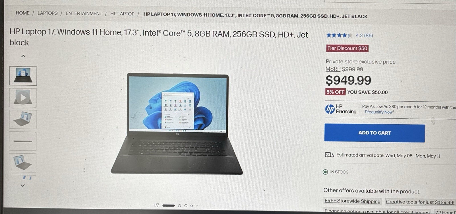 BRAND NEW – 17” HP Notebook Laptop in Box, never used