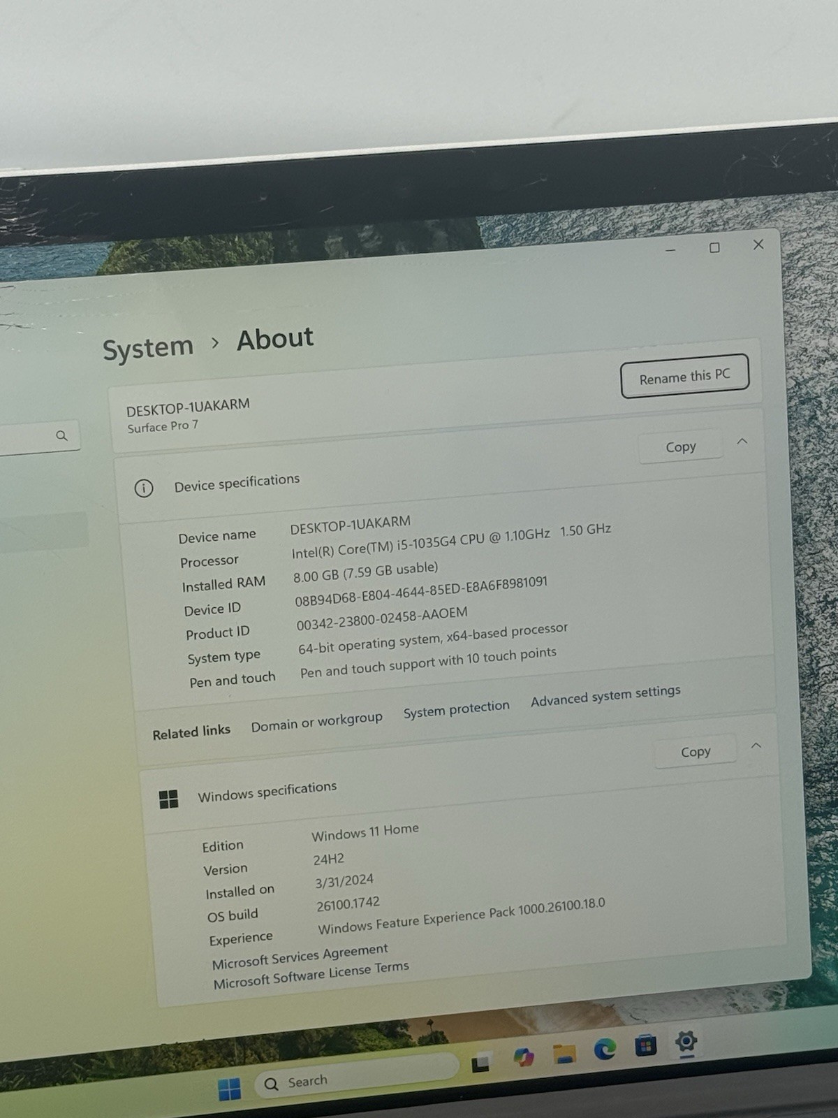 Microsoft Surface Pro 7 1866 i5-1035G4 8GB RAM 128GB NVMe Win11H READ
