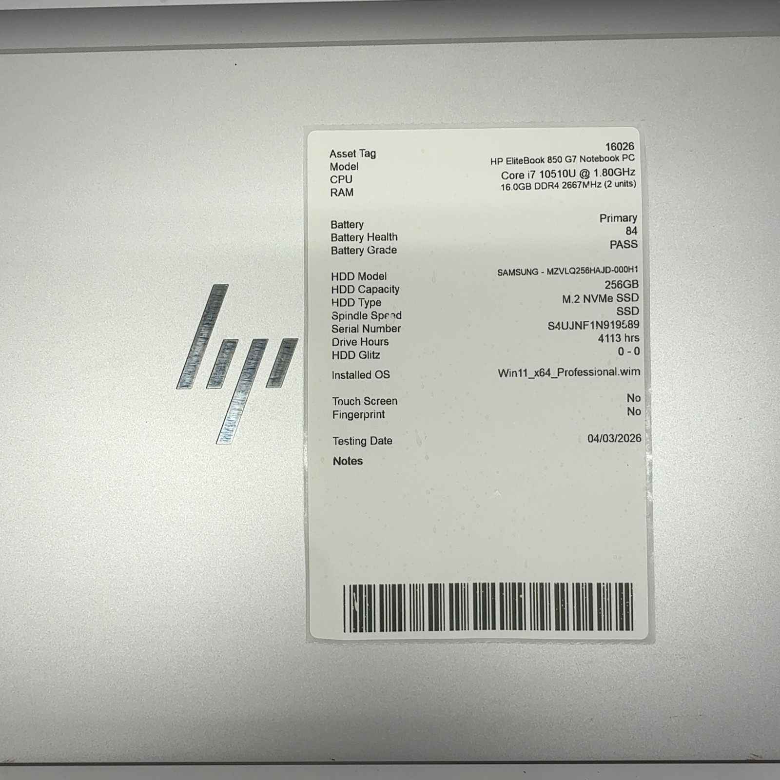 HP EliteBook 850 G7 15.6″ i7-10510U 16GB RAM 238GB SSD Windows 11 Pro